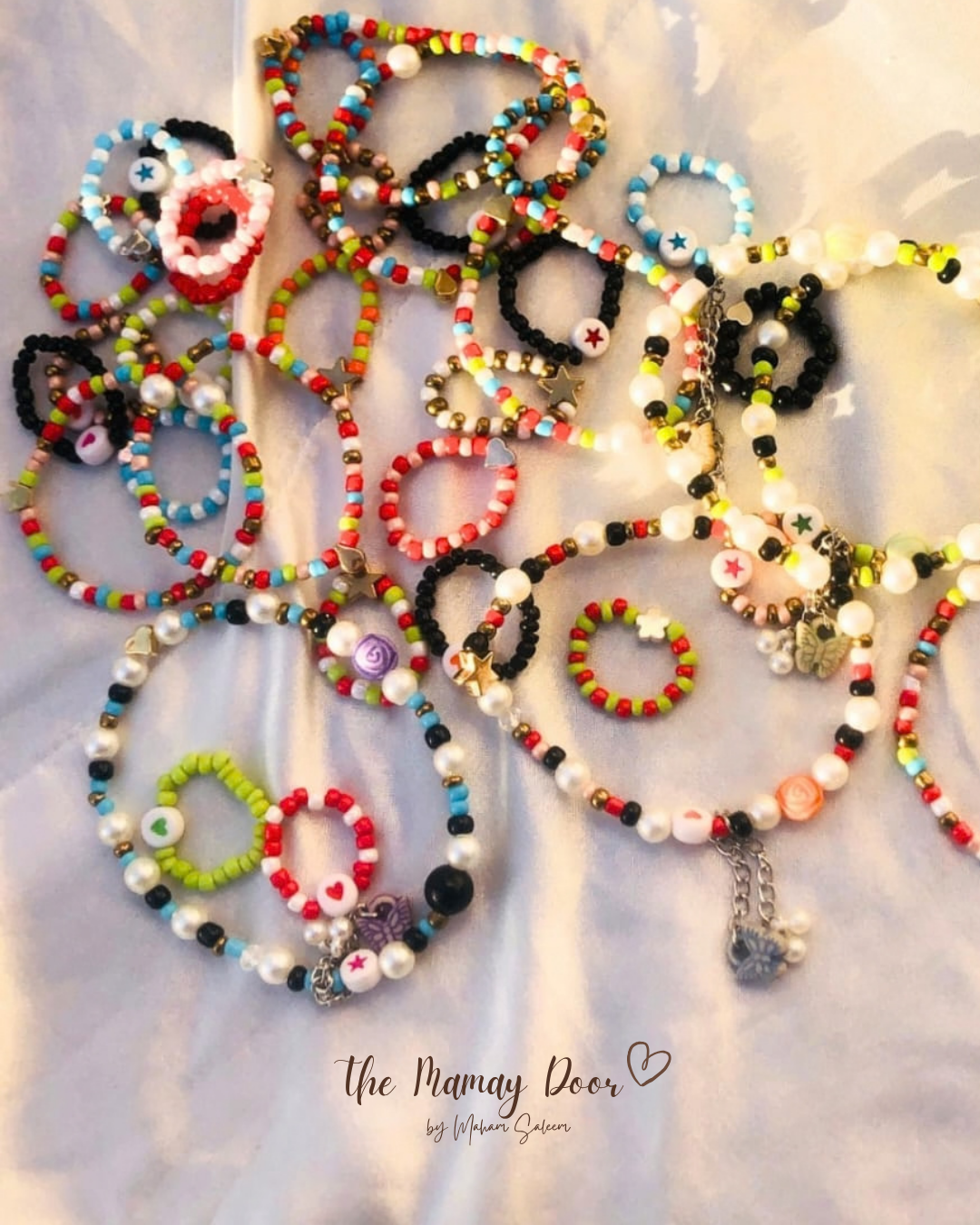 Beaded Bracelet Rings Set
