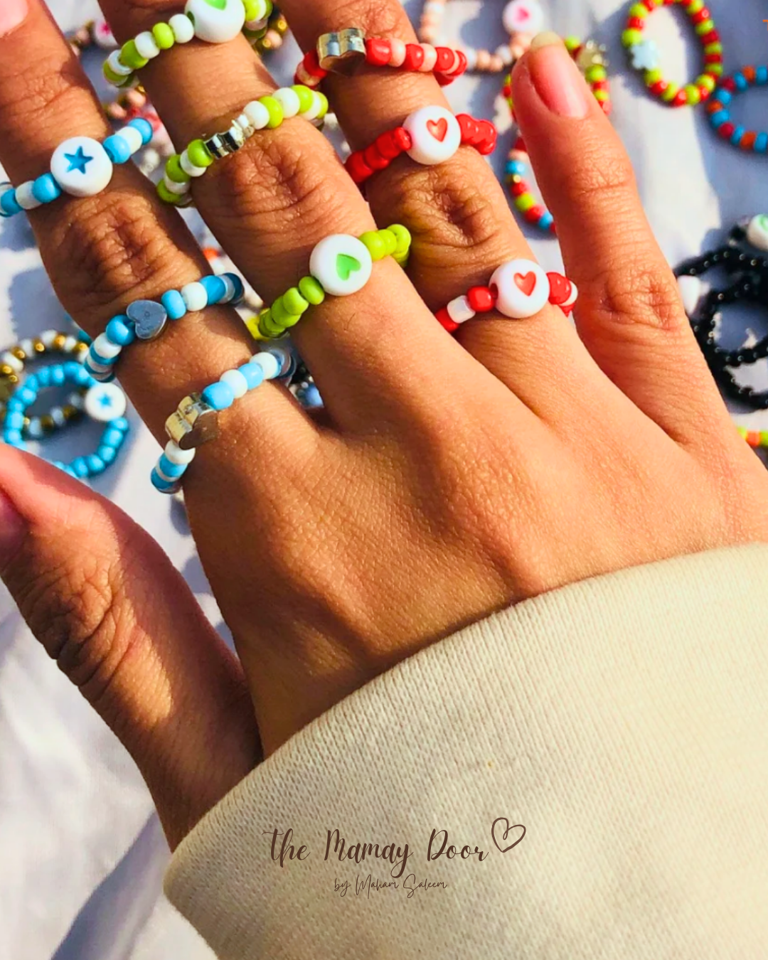 Beaded Bracelet Rings Set